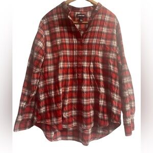 Lands end plaid flannel shirt for girls. Size 16. Hi low hem line and very soft.